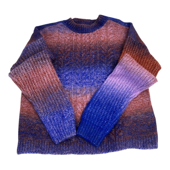 NWT Ten Sixty Sherman Crewneck Cable Knit Oversized Comfy Ombre Sweater … - Picture 4 of 10